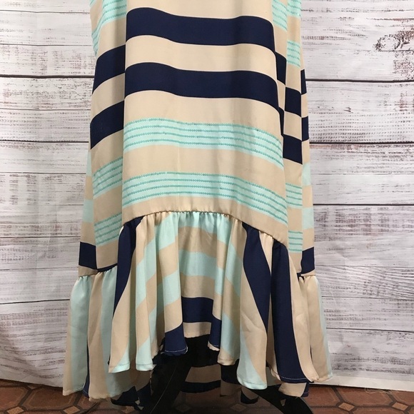 Victoria’s Secret Striped Halter back size small ruffle hem casual maxi Dress - Picture 2 of 10